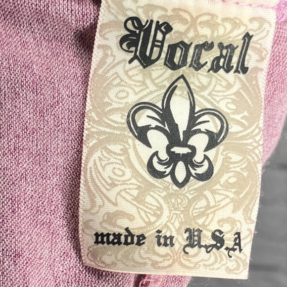 Vintage Y2K 00s Vocal USA Large Purple Stretch Knit Rhinestone Embellished Tunic - Picture 3 of 5